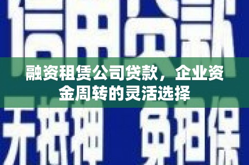 龙沙融资租赁公司贷款，企业资金周转的灵活选择
