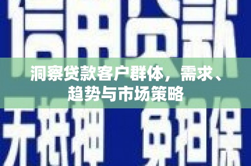 龙沙洞察贷款客户群体，需求、趋势与市场策略