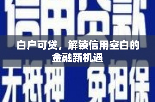 龙沙白户可贷，解锁信用空白的金融新机遇