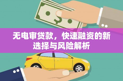 龙沙无电审贷款，快速融资的新选择与风险解析